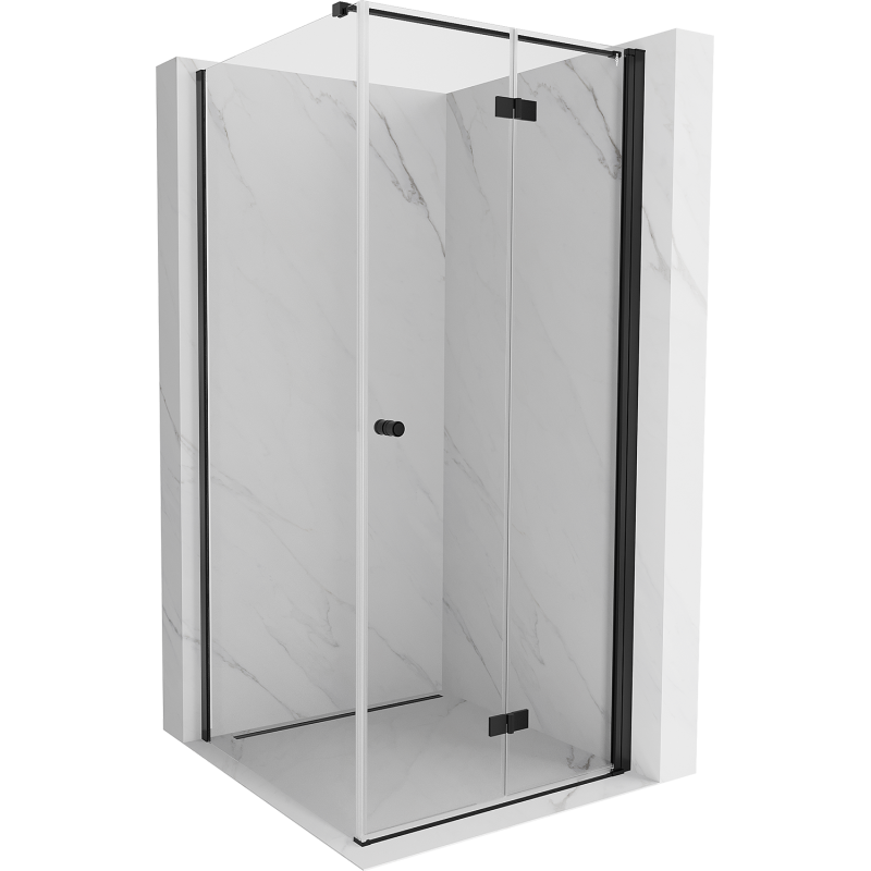 Mexen Mist-F klappbare Duschkabine rechts 70 x 70 cm, transparent, schwarz - 8A6T-070-070-70-00-P