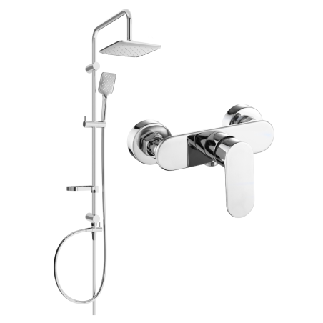 Mexen Milo Sven Duschset zur Wandmontage mit Regendusche und Duscharmatur, Chrom - 71340262-00