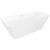 Mexen Velo Slim freistehende Badewanne 170 x 75 cm, weiß, Überlauf gebürstetes Gold - 52811707500-55