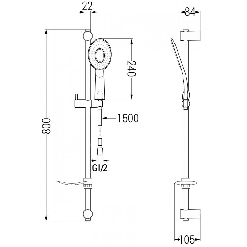 Mexen DF73 verschiebbares Duschset, Chrom - 785734582-02