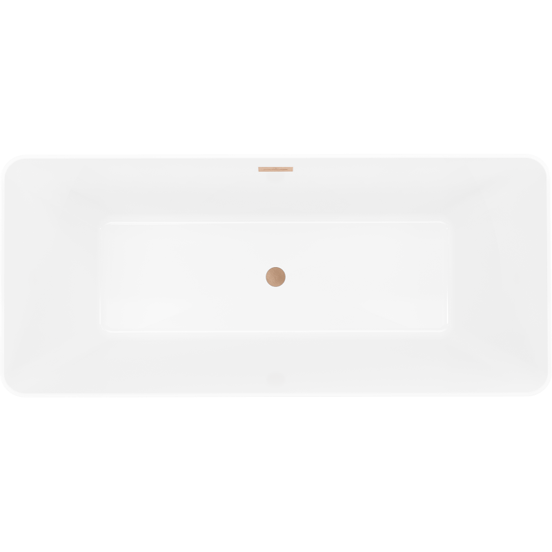 Mexen Velo Slim freistehende Badewanne 170 x 75 cm, weiß, Überlauf gebürstetes Kupfer - 52811707500-65