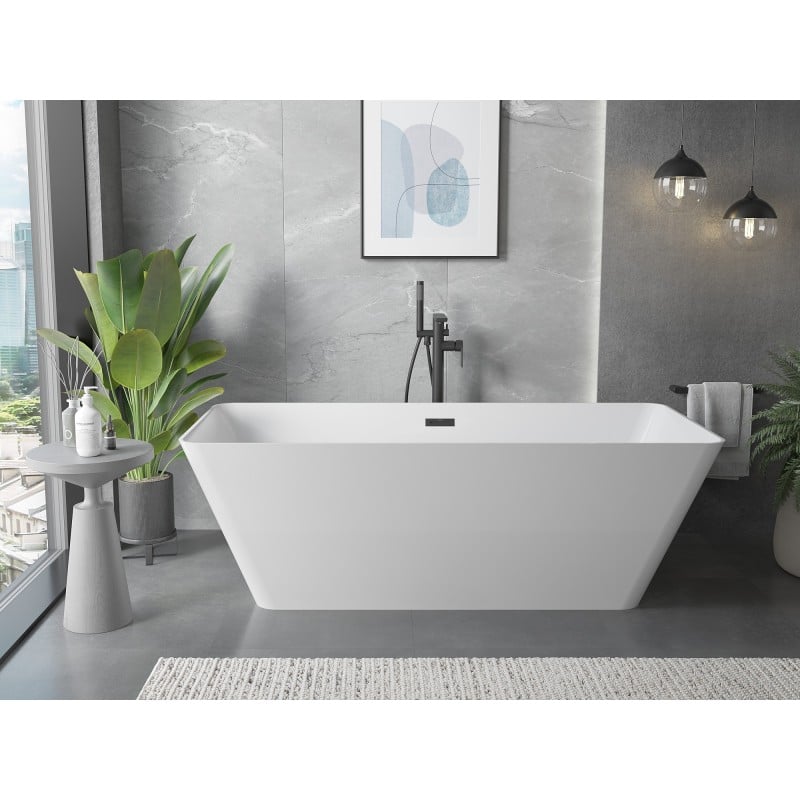 Mexen Velo Slim freistehende Badewanne 170 x 75 cm, weiß, schwarzer Überlauf - 52811707500-70