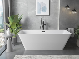 Mexen Velo Slim freistehende Badewanne 170 x 75 cm, weiß, schwarzer Überlauf - 52811707500-70