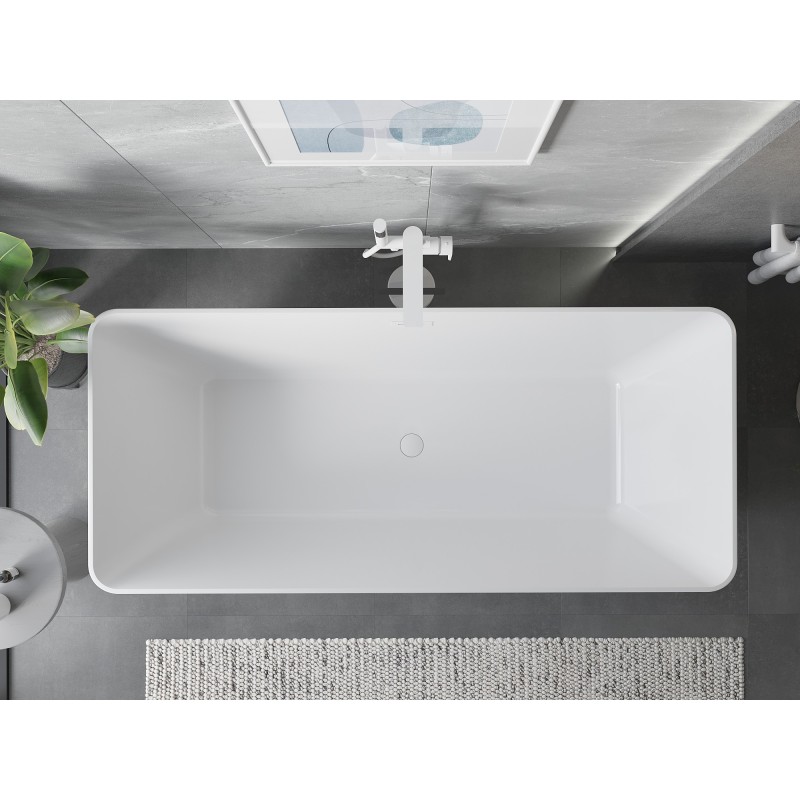 Mexen Velo Slim freistehende Badewanne 170 x 75 cm, weiß/schwarz, weißer Überlauf - 52811707575-20