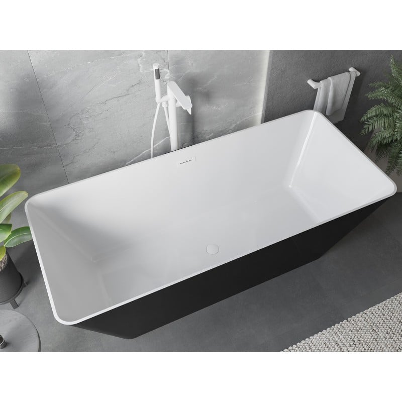 Mexen Velo Slim freistehende Badewanne 170 x 75 cm, weiß/schwarz, weißer Überlauf - 52811707575-20