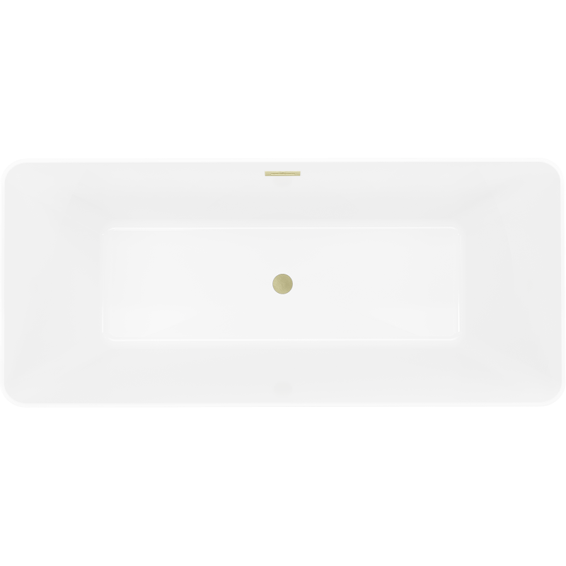 Mexen Velo Slim freistehende Badewanne 170 x 75 cm, weiß/schwarz, Überlauf gebürstet gold - 52811707575-55