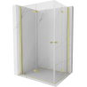 Mexen Mist-F Duo Falt-Duschkabine links 100 x 70 cm, transparent, gebürstetes Gold - 8A6-100L-070P-55-00