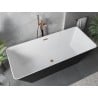 Mexen Velo Slim freistehende Badewanne 170 x 75 cm, weiß/schwarz, Überlauf gebürstetes Kupfer - 52811707575-65