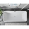 Mexen Velo Slim freistehende Wanne 170 x 75 cm, weiß/schwarz, Überlauf gun gray gebürstet - 52811707575-66