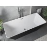 Mexen Velo Slim freistehende Wanne 170 x 75 cm, weiß/schwarz, Überlauf gun gray gebürstet - 52811707575-66