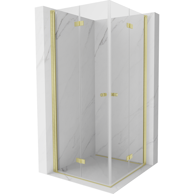 Mexen Mist-F Duo faltbare Duschkabine 75 x 75 cm, transparent, gebürstet gold - 8A6-075L-075P-55-00