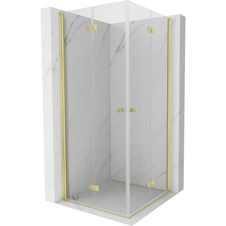 Mexen Mist-F Duo faltbare Duschkabine 75 x 75 cm, transparent, gebürstet gold - 8A6-075L-075P-55-00