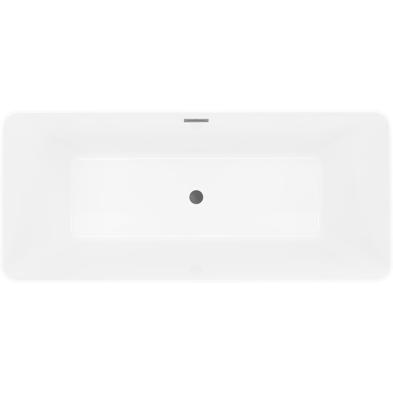 Mexen Velo Slim freistehende Badewanne 170 x 75 cm, weiß/schwarz, Überlauf gebürsteter Nickel - 52811707575-97