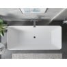 Mexen Velo Slim freistehende Badewanne 170 x 75 cm, weiß/schwarz, Überlauf gebürsteter Nickel - 52811707575-97