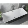 Mexen Velo Slim freistehende Badewanne 170 x 75 cm, weiß/schwarz, Überlauf gebürsteter Nickel - 52811707575-97