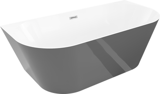 Mexen Oval Slim freistehende Wandwanne 170 x 80 cm, weiß/grau, Überlauf chrom - 52661708062-01
