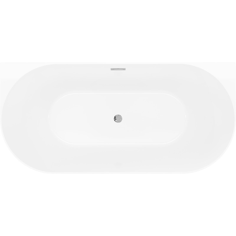 Mexen Oval Slim freistehende Wandwanne 170 x 80 cm, weiß/grau, Überlauf chrom - 52661708062-01