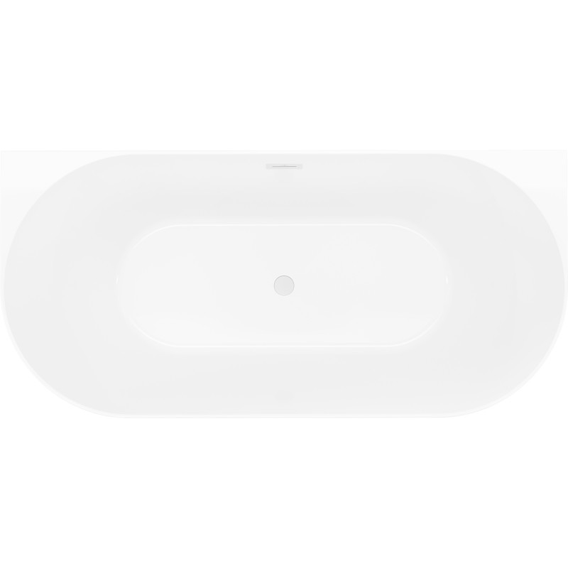 Mexen Oval Slim freistehende Eckbadewanne 170 x 80 cm, weiß/grau, weißer Überlauf - 52661708062-20