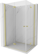 Mexen Mist-F Duo faltbare Duschkabine links 85 x 80 cm, transparent, gebürstet gold - 8A6-085L-080P-55-00