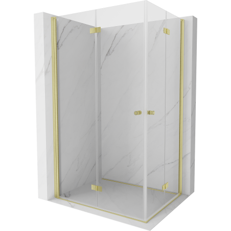 Mexen Mist-F Duo Faltbare Duschkabine links 90 x 80 cm, transparent, gold gebürstet - 8A6-090L-080P-55-00
