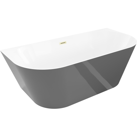 Mexen Oval Slim freistehende wandmontierte Badewanne 170 x 80 cm, weiß/grau, Überlauf gold gebürstet - 52661708062-55