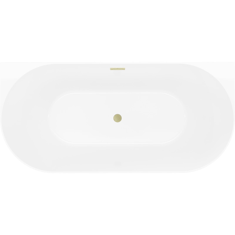 Mexen Oval Slim freistehende wandmontierte Badewanne 170 x 80 cm, weiß/grau, Überlauf gold gebürstet - 52661708062-55