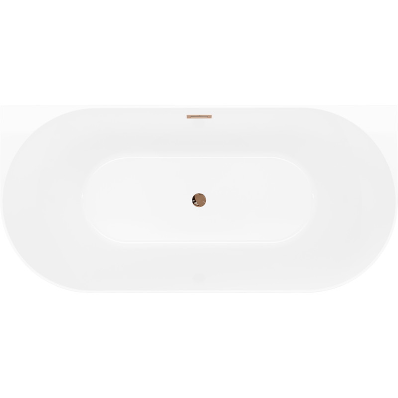 Mexen Oval Slim freistehende wannenwand 170 x 80 cm, weiß/grau, Überlauf roségold - 52661708062-60