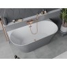Mexen Oval Slim freistehende wannenwand 170 x 80 cm, weiß/grau, Überlauf roségold - 52661708062-60