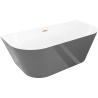 Mexen Oval Slim freistehende Wandbadewanne 170 x 80 cm, weiß/grau, Überlauf gebürstetes Kupfer - 52661708062-65
