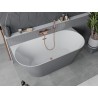 Mexen Oval Slim freistehende Wandbadewanne 170 x 80 cm, weiß/grau, Überlauf gebürstetes Kupfer - 52661708062-65