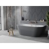 Mexen Oval Slim freistehende Wandbadewanne 170 x 80 cm, weiß/grau, Überlauf gebürstetes Kupfer - 52661708062-65
