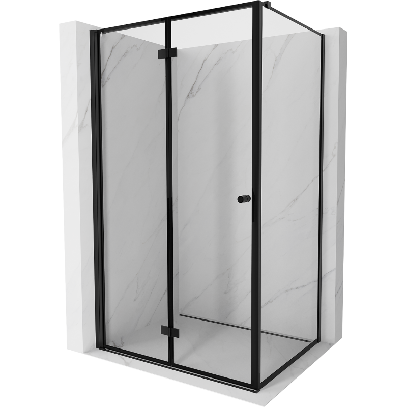 Mexen Mist-F faltbare Duschkabine links 100 x 70 cm, schwarzer Rahmen, schwarz - 8A6T-100-070-70-70-L