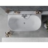 Mexen Oval Slim Freistehende Wandbadewanne 170 x 80 cm, weiß/grau, Überlauf gun gray gebürstet - 52661708062-66