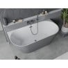Mexen Oval Slim Freistehende Wandbadewanne 170 x 80 cm, weiß/grau, Überlauf gun gray gebürstet - 52661708062-66
