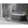 Mexen Oval Slim Freistehende Wandbadewanne 170 x 80 cm, weiß/grau, Überlauf gun gray gebürstet - 52661708062-66