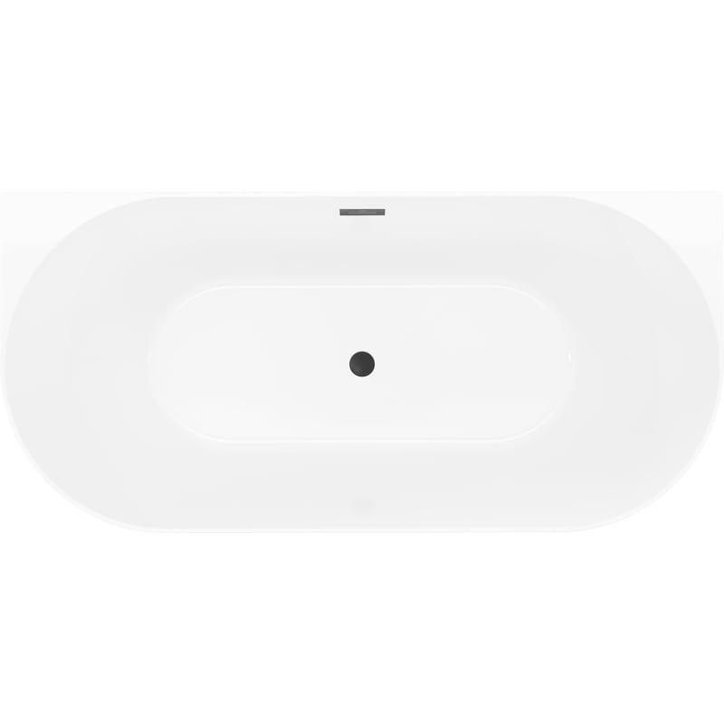 Mexen Oval Slim freistehende wandnahe Badewanne 170 x 80 cm, weiß/grau, schwarzer Überlauf - 52661708062-70
