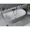 Mexen Oval Slim freistehende wandnahe Badewanne 170 x 80 cm, weiß/grau, schwarzer Überlauf - 52661708062-70