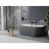 Mexen Oval Slim freistehende wandnahe Badewanne 170 x 80 cm, weiß/grau, schwarzer Überlauf - 52661708062-70