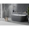 Mexen Oval Slim freistehende Wanne an der Wand 170 x 80 cm, weiß/grau, Überlauf in Gun Metal - 52661708062-95