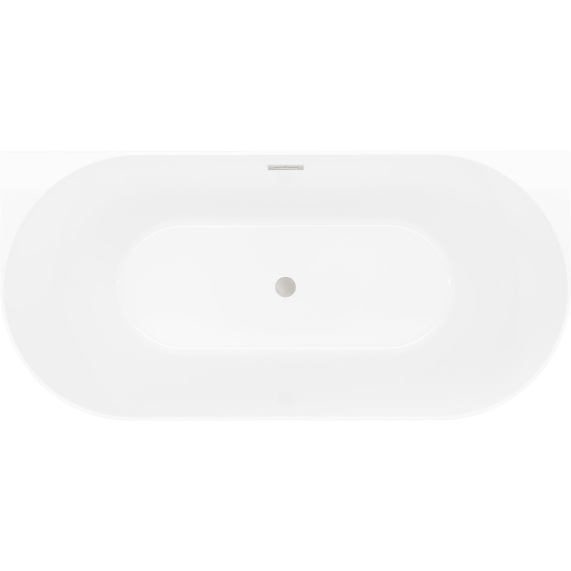 Mexen Oval Slim freistehende Wandwanne 170 x 80 cm, weiß/grau, Überlauf gebürsteter Nickel - 52661708062-97