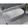 Mexen Oval Slim freistehende Wandwanne 170 x 80 cm, weiß/grau, Überlauf gebürsteter Nickel - 52661708062-97