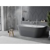 Mexen Oval Slim freistehende Wandwanne 170 x 80 cm, weiß/grau, Überlauf gebürsteter Nickel - 52661708062-97