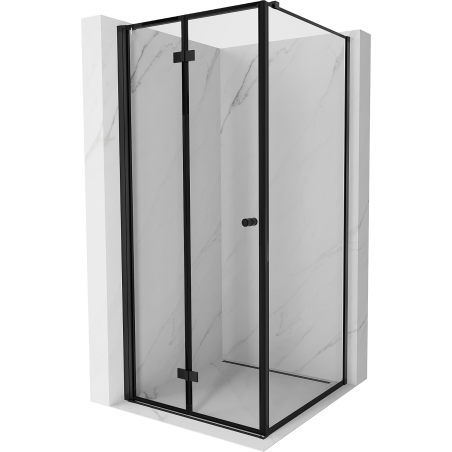 Mexen Mist-F Faltbare Duschkabine links 80 x 80 cm, schwarzer Rahmen, schwarz - 8A6T-080-080-70-70-L