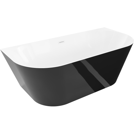 Mexen Oval Slim freistehende an der Wand befestigte Badewanne 170 x 80 cm, weiß/schwarz, weißer Überlauf - 52661708075-20