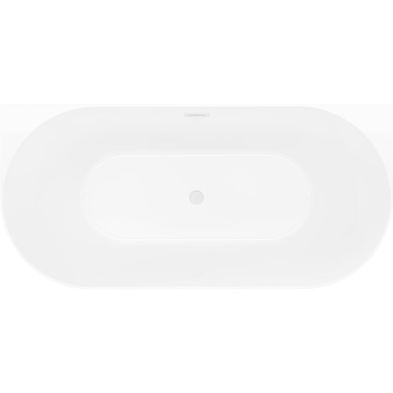 Mexen Oval Slim freistehende an der Wand befestigte Badewanne 170 x 80 cm, weiß/schwarz, weißer Überlauf - 52661708075-20