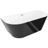 Mexen Oval Slim freistehende Wandbadewanne 170 x 80 cm, weiß/schwarz, Überlauf gold - 52661708075-50
