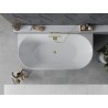 Mexen Oval Slim freistehende Wandbadewanne 170 x 80 cm, weiß/schwarz, Überlauf gold - 52661708075-50