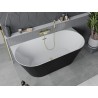 Mexen Oval Slim freistehende Wandbadewanne 170 x 80 cm, weiß/schwarz, Überlauf gold - 52661708075-50