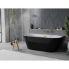 Mexen Oval Slim freistehende Wandbadewanne 170 x 80 cm, weiß/schwarz, Überlauf gold - 52661708075-50