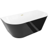 Mexen Oval Slim freistehende Wandbadewanne 170 x 80 cm, weiß/schwarz, Überlauf gebürstet gold - 52661708075-55